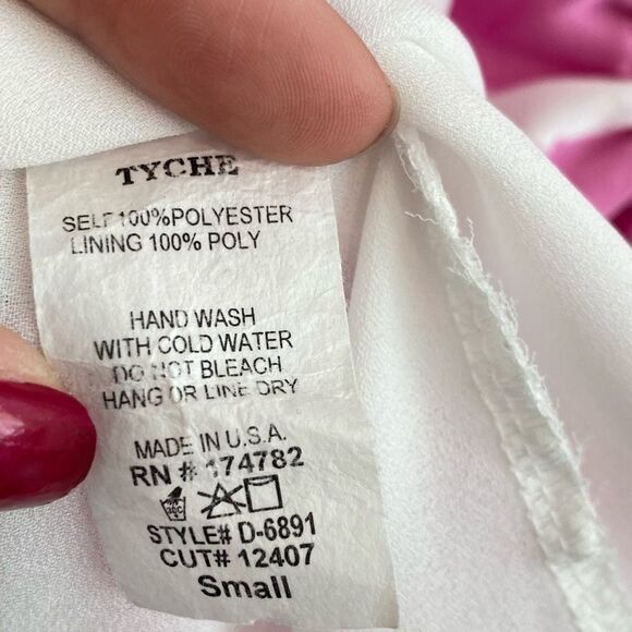 Satin Tyche Mystic Pink Chiffon Balloon Sleeve Dress Size S - Picture 7 of 10